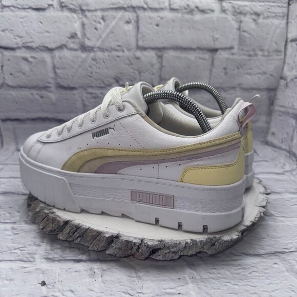 PUMA Shoes - Puma Women's Size 11 Mayze Platform White Yellow Pink Sneakers Casual Shoes